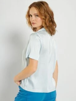 Blusa De Raso 'JDC' - Azul -Zalaris Tienda blusa de raso jdc azul zq388 1 frb3