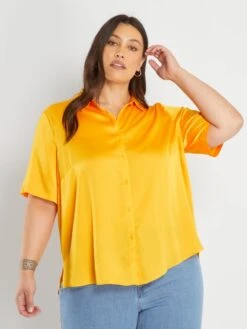 Blusa De Raso - NARANJA