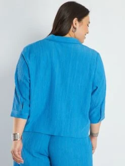 Blusa De Tejido De Crepé - AZUL -Zalaris Tienda blusa de tejido de crepe azul ana05 1 frb4