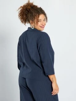 Blusa De Tejido De Crepé - Azul Oscuro -Zalaris Tienda blusa de tejido de crepe azul oscuro ana05 2 frb4