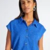 Blusa Gofrada Sin Mangas - AZUL