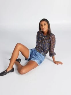 Blusa 'JDY' Con Estampado De Leopardo - AZUL -Zalaris Tienda blusa jdy con estampado de leopardo azul amw62 2 frb4