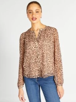 Blusa 'JDY' Con Estampado De Leopardo - NARANJA -Zalaris Tienda blusa jdy con estampado de leopardo naranja amw62 3 frb5