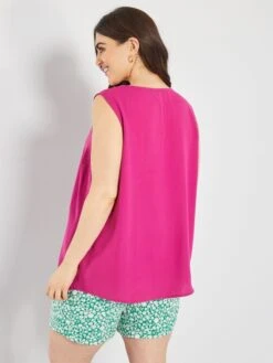 Blusa Lisa Con Cuello De Fantasía - Rosa -Zalaris Tienda blusa lisa con cuello de fantasia rosa zo449 4 frb4