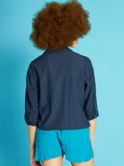 Blusa Lisa Con Lazo En El Bajo - Azul Oscuro -Zalaris Tienda blusa lisa con lazo en el bajo azul oscuro amy96 1 frb3