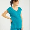 Blusa Premamá De Gasa De Algodón - AZUL