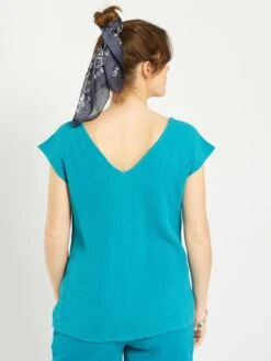 Blusa Premamá De Gasa De Algodón - AZUL -Zalaris Tienda blusa premama de gasa de algodon azul aem03 2 frb3