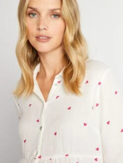 Blusa Premamá De Gasa De Algodón Con Estampado De Corazón - ROSA -Zalaris Tienda blusa premama de gasa de algodon con estampado de corazon rosa ajp81 2 frb4