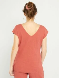 Blusa Premamá De Gasa De Algodón - ROJO -Zalaris Tienda blusa premama de gasa de algodon rojo aem03 3 frb3