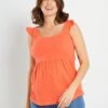 Blusa Premamá De Gasa De Algodón - Rojo Coral