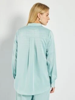 Blusa Satinada - AZUL -Zalaris Tienda blusa satinada azul aea97 2 frb3