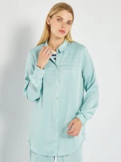 Blusa Satinada - AZUL -Zalaris Tienda blusa satinada azul aea97 2 frb4