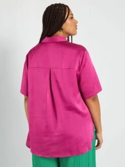 Blusa Satinada Con Cuello Italiano - Rosa -Zalaris Tienda blusa satinada con cuello italiano rosa adz94 3 frb4