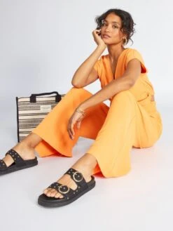 Blusa Satinada Crop Top - SOL NARANJA