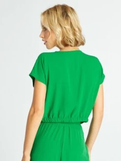 Blusa Satinada Crop Top - Verde -Zalaris Tienda blusa satinada crop top verde amy91 2 frb3
