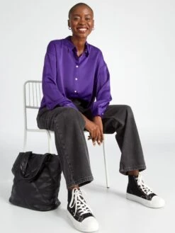 Blusa Satinada De Manga Larga - ACAL -Zalaris Tienda blusa satinada de manga larga acal aee25 1 frb2