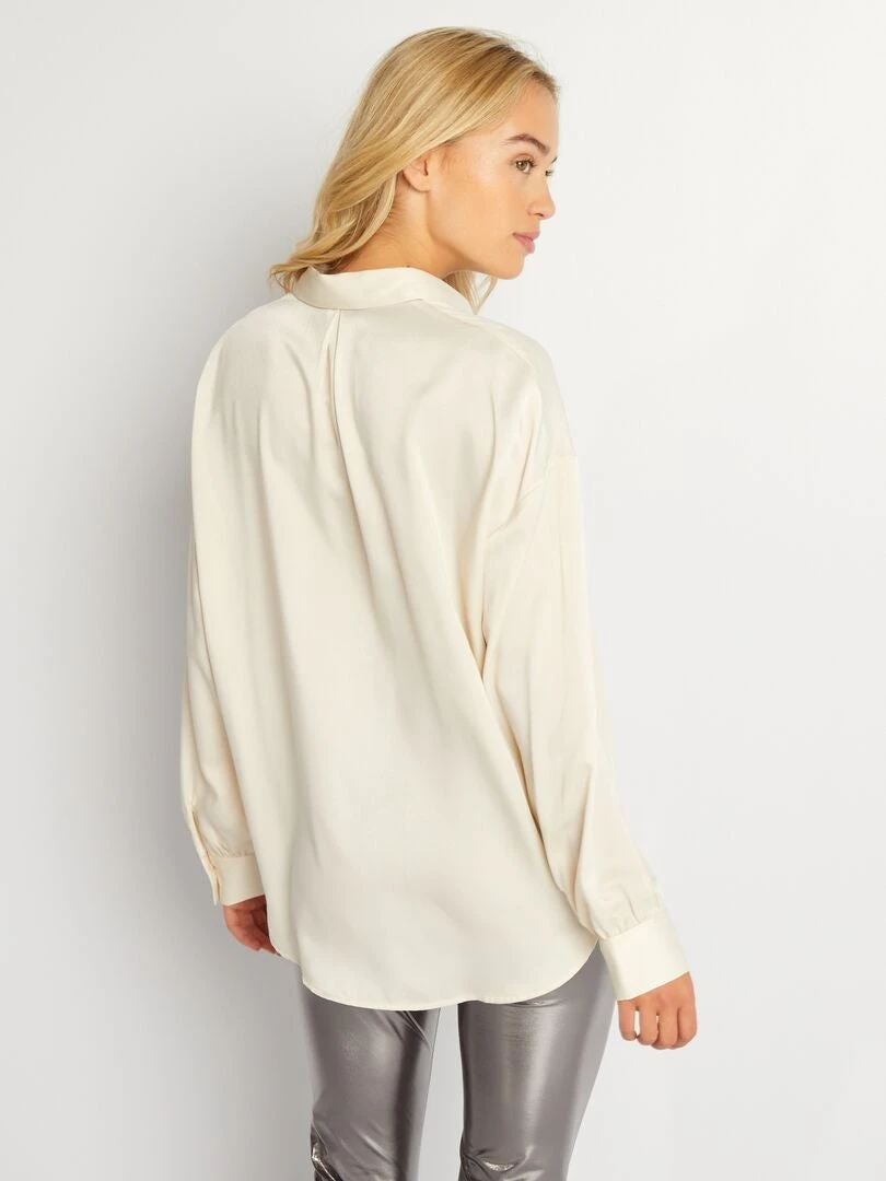 Blusa Satinada De Manga Larga - CERVEZA BEIGE 5 Blusa Satinada De Manga Larga - CERVEZA BEIGE - Imagen 3