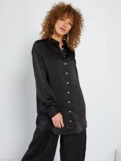 Blusa Satinada - NEGRO -Zalaris Tienda blusa satinada negro aea97 1 frb3