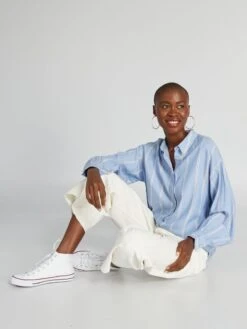 Blusa Vaporosa A Rayas - DESENFOQUE DE RAYOS -Zalaris Tienda blusa vaporosa a rayas desenfoque de rayos aee36 4 frb2