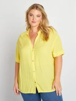 Blusa Vaporosa Con Cuello De Pico - Amarillo -Zalaris Tienda blusa vaporosa con cuello de pico amarillo ajl22 1 frb2
