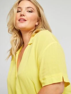 Blusa Vaporosa Con Cuello De Pico - Amarillo -Zalaris Tienda blusa vaporosa con cuello de pico amarillo ajl22 1 frb5