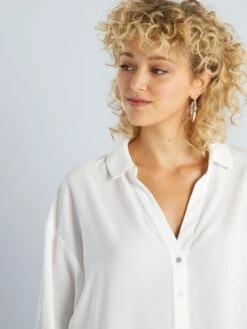 Blusa Vaporosa Con Cuello De Pico - Blanco -Zalaris Tienda blusa vaporosa con cuello de pico blanco ast35 2 frb3