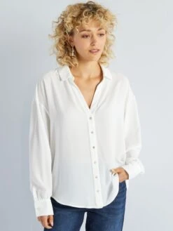 Blusa Vaporosa Con Cuello De Pico - Blanco -Zalaris Tienda blusa vaporosa con cuello de pico blanco ast35 2 frb5
