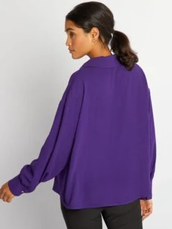 Blusa Vaporosa Con Cuello De Pico - PURPURA -Zalaris Tienda blusa vaporosa con cuello de pico purpura ast35 1 frb5