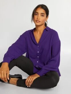 Blusa Vaporosa Con Cuello De Pico - PURPURA -Zalaris Tienda blusa vaporosa con cuello de pico purpura ast35 1 frb6