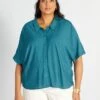 Blusa Vaporosa Con Cuello Italiano - EXÓTICO_PL