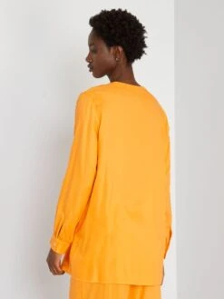 Blusa Vaporosa Con Cuello Mao - NARANJA -Zalaris Tienda blusa vaporosa con cuello mao naranja zp067 2 frb6