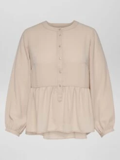 Blusa Vaporosa Con Cuello Redondo 'Only' - Beige