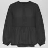 Blusa Vaporosa Con Cuello Redondo 'Only' - Negro