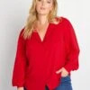Blusa Vaporosa Con Cuello Sastre - ROJO -Zalaris Tienda blusa vaporosa con cuello sastre rojo aix50 2 frb1