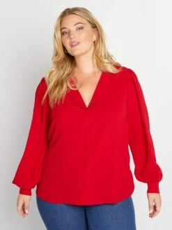 Blusa Vaporosa Con Cuello Sastre - ROJO -Zalaris Tienda blusa vaporosa con cuello sastre rojo aix50 2 frb3