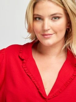 Blusa Vaporosa Con Cuello Sastre - ROJO -Zalaris Tienda blusa vaporosa con cuello sastre rojo aix50 2 frb4