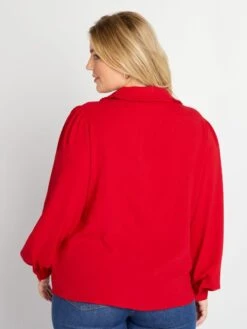 Blusa Vaporosa Con Cuello Sastre - ROJO -Zalaris Tienda blusa vaporosa con cuello sastre rojo aix50 2 frb5