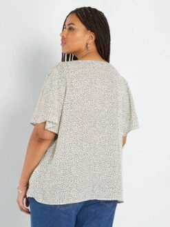 Blusa Vaporosa Con Escote De Pico - BLANCO -Zalaris Tienda blusa vaporosa con escote de pico blanco anj92 3 frb4