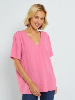 Blusa Vaporosa Con Escote De Pico 'JDY' - ROSA