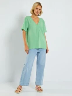 Blusa Vaporosa Con Escote De Pico 'JDY' - VERDE -Zalaris Tienda blusa vaporosa con escote de pico jdy verde ain27 2 frb2