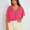 Blusa Vaporosa Con Escote De Pico - ROSA -Zalaris Tienda blusa vaporosa con escote de pico rosa anj92 4 frb1