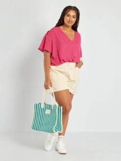 Blusa Vaporosa Con Escote De Pico - ROSA -Zalaris Tienda blusa vaporosa con escote de pico rosa anj92 4 frb2