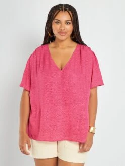 Blusa Vaporosa Con Escote De Pico - ROSA -Zalaris Tienda blusa vaporosa con escote de pico rosa anj92 4 frb3