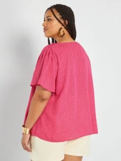 Blusa Vaporosa Con Escote De Pico - ROSA -Zalaris Tienda blusa vaporosa con escote de pico rosa anj92 4 frb4