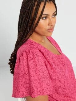 Blusa Vaporosa Con Escote De Pico - ROSA -Zalaris Tienda blusa vaporosa con escote de pico rosa anj92 4 frb5