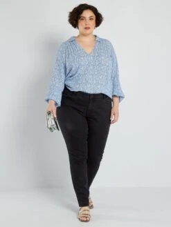 Blusa Vaporosa Con Estampado - AZUL -Zalaris Tienda blusa vaporosa con estampado azul adz96 2 frb2