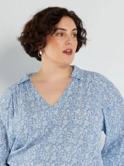 Blusa Vaporosa Con Estampado - AZUL -Zalaris Tienda blusa vaporosa con estampado azul adz96 2 frb5