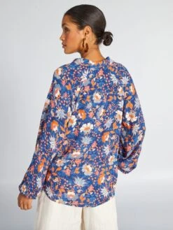 Blusa Vaporosa Con Estampado Cachemira - AZUL -Zalaris Tienda blusa vaporosa con estampado cachemira azul acw58 1 frb4