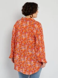 Blusa Vaporosa Con Estampado - NARANJA -Zalaris Tienda blusa vaporosa con estampado naranja adz96 3 frb3