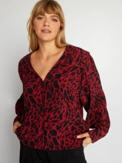 Blusa Vaporosa Con Estampado - Negro/rojo -Zalaris Tienda blusa vaporosa con estampado negrorojo ahz82 2 frb3